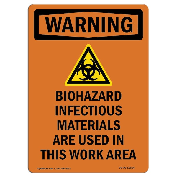 Safety Sign, OSHA WARNING, 24" Height, Aluminum, Biohazard, Portrait, 1824-V-13614